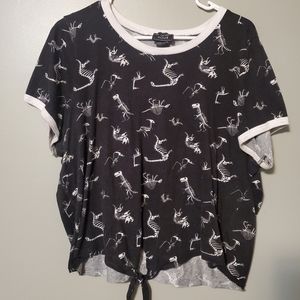 HotTopic Black Dinosaur Skeleton Croptop